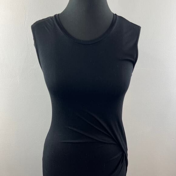 ALLSAINTS Marilla Black Sleeveless Round Neck Twist Side Bodycon Dress Size 2 - Picture 2 of 8